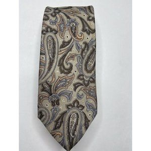 Vintage Silk Mens Neck Tie Jesters Paisley Floral Textured Multicolored Formal